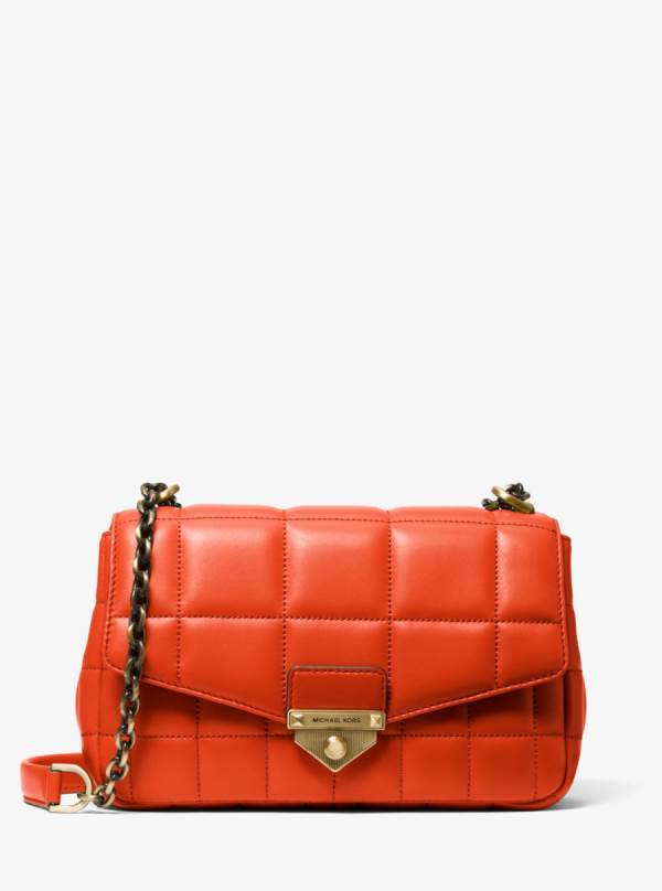 Damske Taška Cez Rameno Michael Kors SoHo Large Quilted Leather Oranžové Hnede - Kabelky Michael Kors Slevy | IQHWM-1824